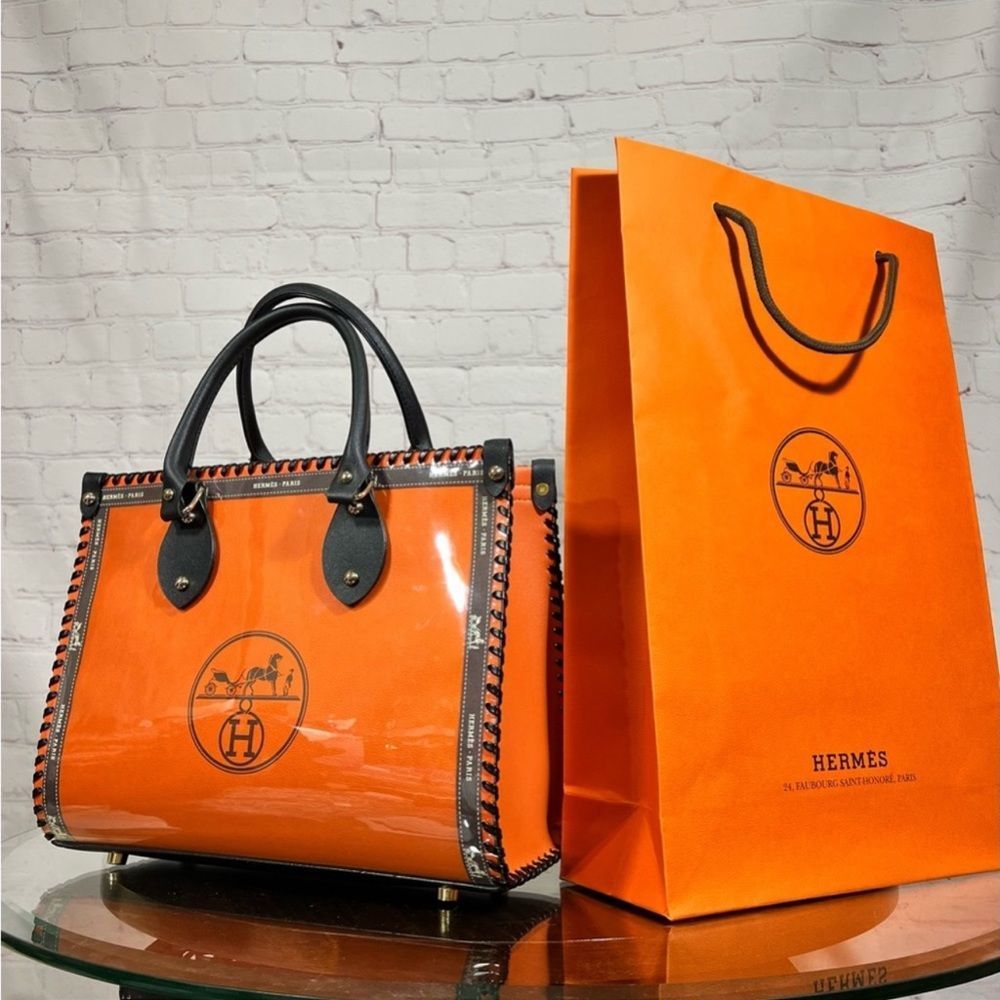 Hermes Gift Bag made into a Beautiful tote bag (by me) *NOT an Hermes Product - Picture 3 of 12